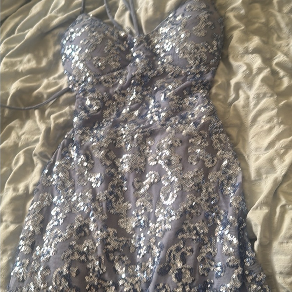 Elegant Silver Sequin Dress